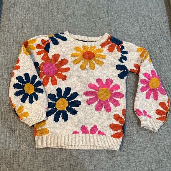 ANDY & EVAN | Girls Retro Flower Sweater, Beige | 3T - Picture 6 of 6